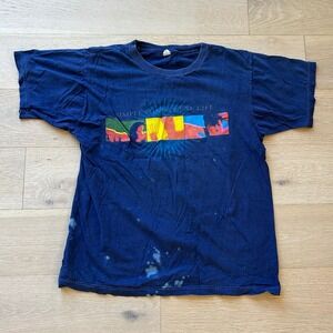 Vintage 1991 Simple Minds Real Life Tour Shirt Navy Blue XL Grunge Distressed